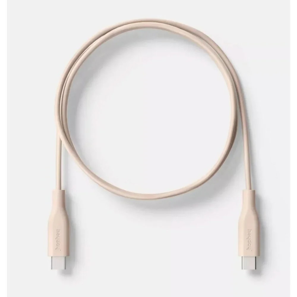 HEYDAY Fast Charging Cable 3ft USB-C to USB-C Cable Beige & Silver (2-pack Bundl
